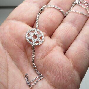 *925 Sterling Silver david Star Diamond Bracelet